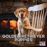 Golden Retriever Puppies Calendar 2027 - 16 Month Dog Wall Calendar, Monthly Planner, Large Writing Blocks, Thick No Bleed Paper