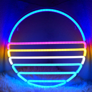 Sunset Neon Sign for Bedroom - IMEGINA Dimmable Cool Neon Signs for Wall Decor 12.6x12.6 Inch USB Powered, Large Beach Led Novel