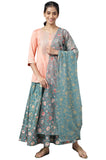 Aurelia Women's Liva Peach Embroidered Top With Green Skirt And Dupatta_22AUD10486-604496_XL