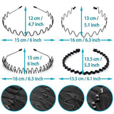 Metal Headband for Men, Unisex Black Wavy Spring Hair Band, Zig Zag Hair Band, Fashion Elastic Hair Accessories, Multipack Options Available.（8pcs）