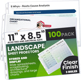 Performore 100 Sheet Protectors, Landscape Clear Sheet Protectors 8.5 X 11 Inch for 3 Ring Binder, Plastic Sheet Sleeves, Top Lo