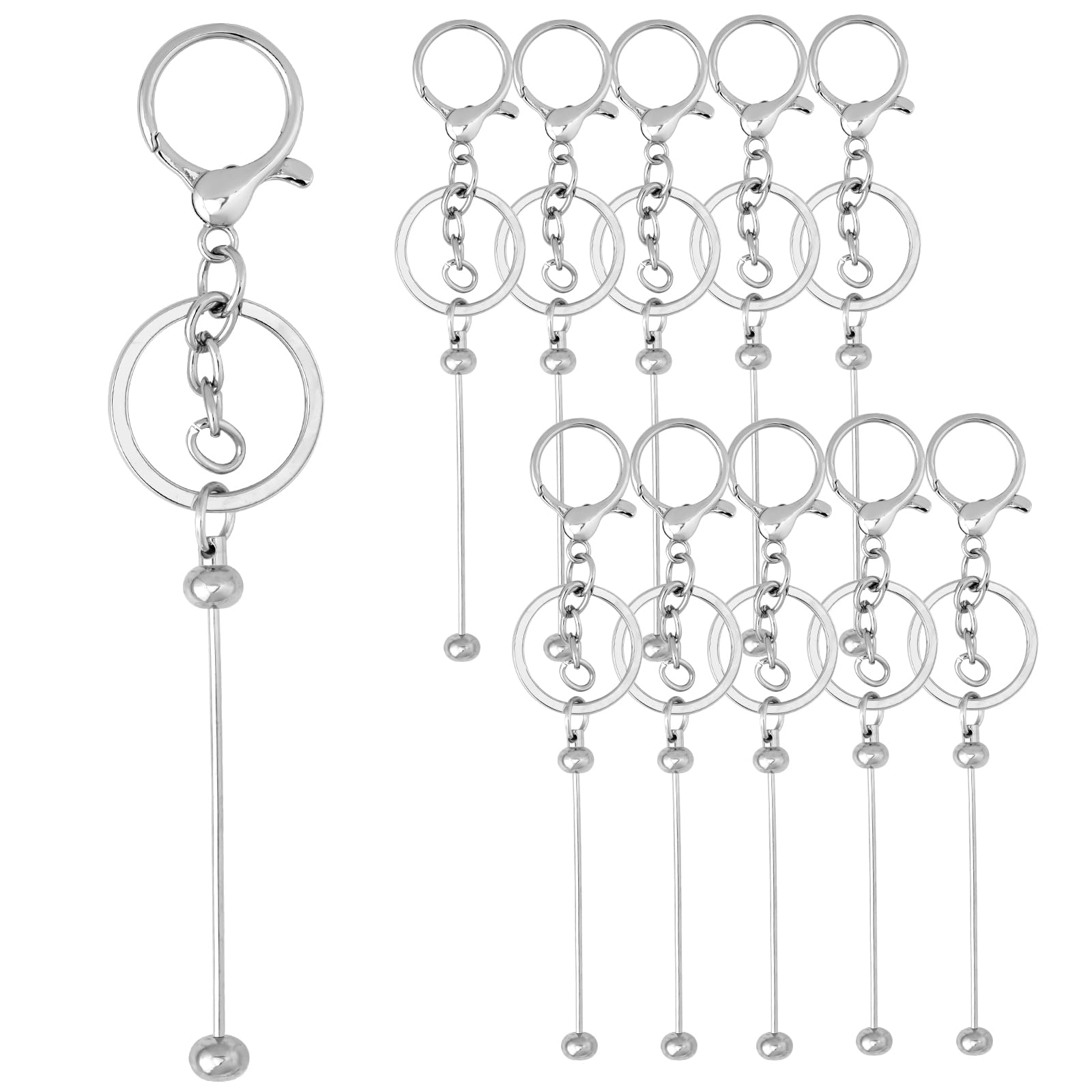 phnydreg 10Pcs Beadable Keychains Bars Assembled Beadable Keychains Making Kits for DIY Crafts Thank You Gifts