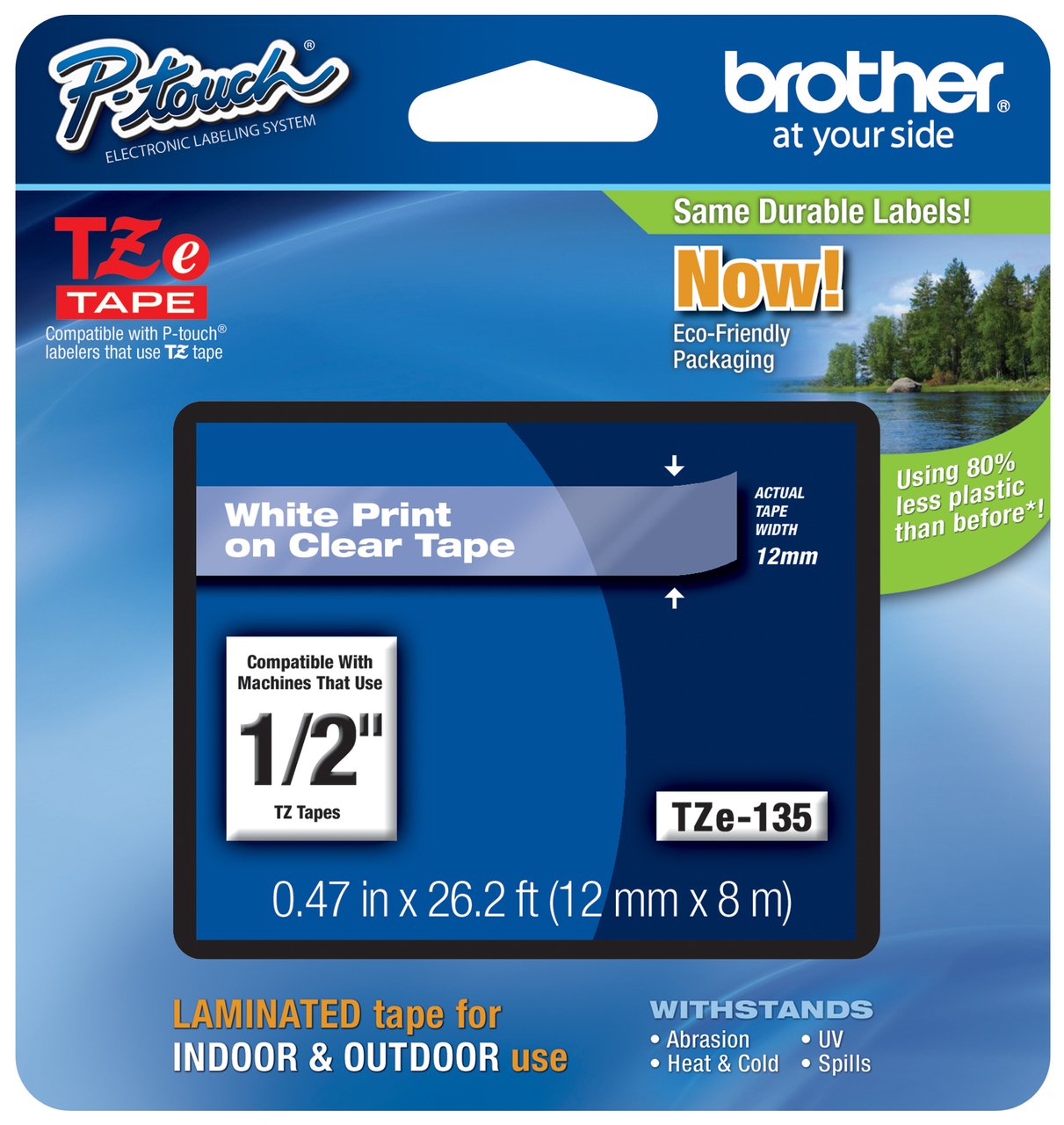 2/Pack Genuine Brother 1/2 (12Mm) White On Clear Tze P-Touch Tape For Brother Pt-1830, Pt1830 Label Maker