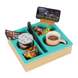 Hitseon Couch Cup Holder Tray, Handy Silicone Bamboo Couch Caddy with Rotatable Phone Holder for Bed Car Seat Organizer, Waterpr