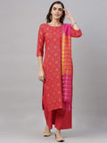 Gosriki Women'S Rayon Kurta Palazzos And Dupatta (Client-Red_L-Go Large),Red,,B092D2WXVT