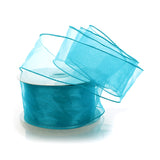 Ribbon Traditions 2.5 Wired Sheer Organza Ribbon Turquoise 10 Yards