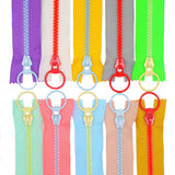 YaHoGa 10PCS 10 Inch (25CM) #5 Plastic Zippers with Lifting Ring Pull Close End Resin Zippers for DIY Sewing Craft Bags Garment 