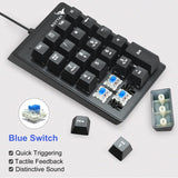 Rottay Number Pad, Mechanical USB Wired Numeric Keypad with Blue LED Backlit 22 Key Numpad for Laptop Desktop Computer PC Black