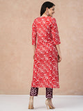 Gosriki Women'S Cotton Blend Straight Printed Kurta With Pant (Cyn Pink-Gs_L_Pink_Large),Pink,,B0CVGYMH4J