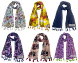 Fusfus WomenS Printed Chiffon Scarves And Stoles, Free Size(Multicolour, Fs951) Pack Of 6 (Multicolor3)