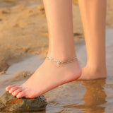 Ankle Bracelets for Women, T Initial Anklet 14K Gold Plated Dainty Adjustable Layered Initial Anklets Set Beaded Chain Figaro Ch
