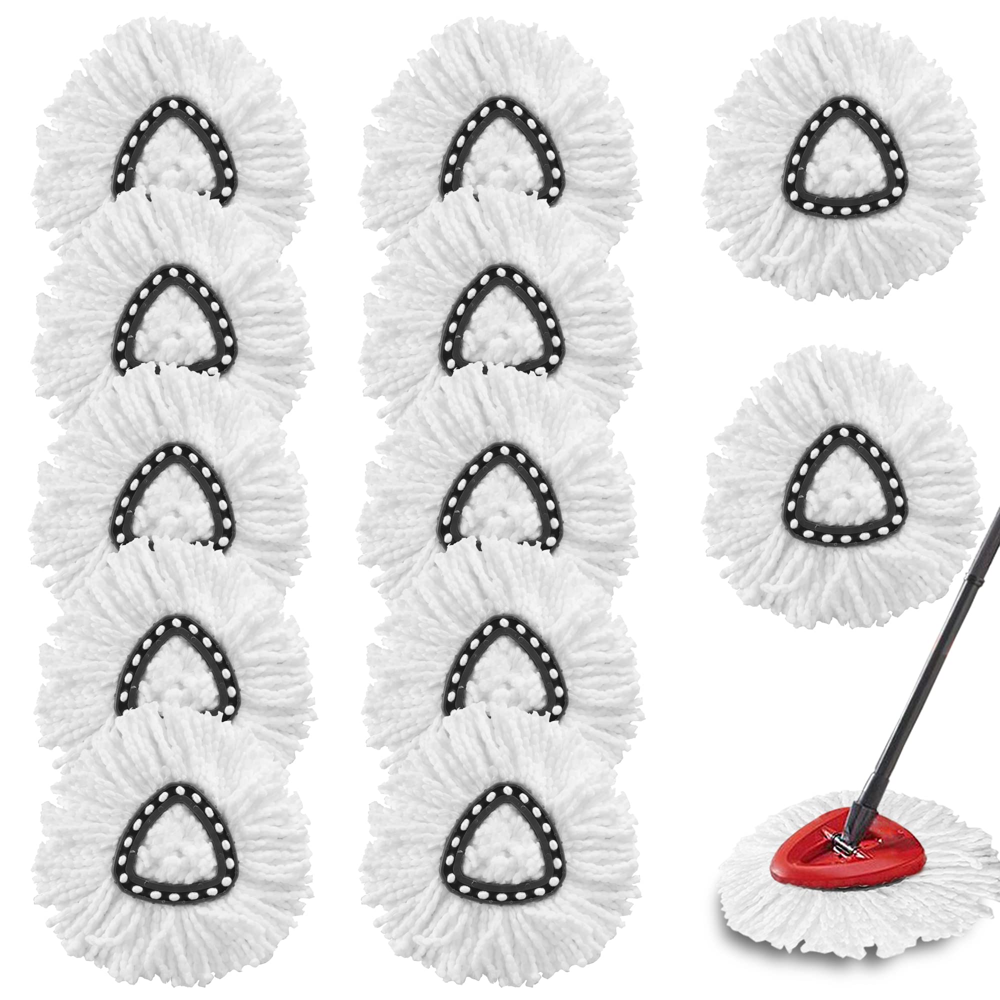 12Pack Spin Mop Replacement Heads,100% Microfiber Mop Head Replacement Compatible with Triangle Spin Mop, 360 Degree Spin Mop Re