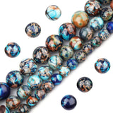Filluck Natural Stone Beads 6mm Mixed Blue Imperial Jasper Polished Round Smooth Gemstone Beads for Jewelry Making Adults 15 Inc