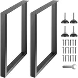 VEVOR 28 Inch Adjustable Furniture Legs, Square Reinforced Steel Office Table Legs Set of 2 for DIY, Max Load 1000 lbs Heavy Dut