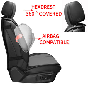 LINGVIDO Leather Car Seat Covers, Breathable Automotive Cover Cushion Accessories for Cars & SUV Truck Universal Fit Set (Grey F