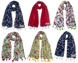 Fusfus WomenS Printed Chiffon Scarves And Stoles, Free Size(Multicolour, Fs916) Pack Of 6 (Multicolor4)