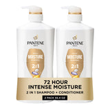 Pantene 2-in-1 Shampoo & Conditioner, Daily Moisture Renewal - Pro-V Nutrients for Dry, Color-Treated, Straight to Curly Hair, 7