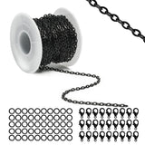 Lemonkey 33 Feet Metal Black Necklace Chains Cable O-Shaped Links Chains Bulk for Jewelry Making DIY Craft Kit with Lobster Clas