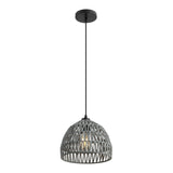 JONATHAN Y JYL6513D Campana 10.25 1-Light Bohemian Modern Woven Rope/Iron LED Pendant Farmhouse, Coastal, Transitional, Kitchen,