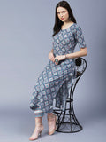 Anni Designer Women'S Cotton Blend Printed Straight Kurta With Pant (Vmik-Grey_M_Grey_Medium),Grey,M,,,
