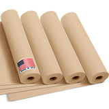Paclord 12 x 1200 (100 ft) Natural Kraft Paper Roll (Value Pack - 4 Rolls) - Made in USA, 100% Recyclable Brown Wrapping Paper