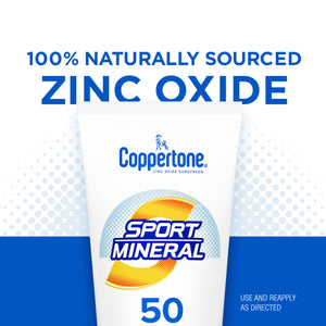 Coppertone Sport Sunscreen Lotion Spf 50, Zinc Oxide Mineral Sunscreen, Water Resistant Body Sunscreen Spf 50, 5 Fl Oz Tube