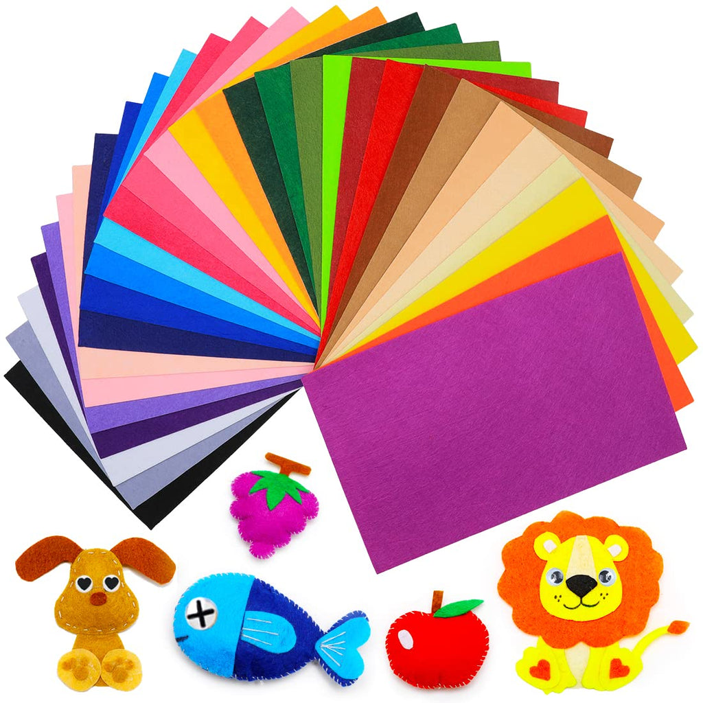 Iooleem Multi-Colored Felt Sheets, 30Pcs 7X11.3 (Close To A4 Size - 18 ...