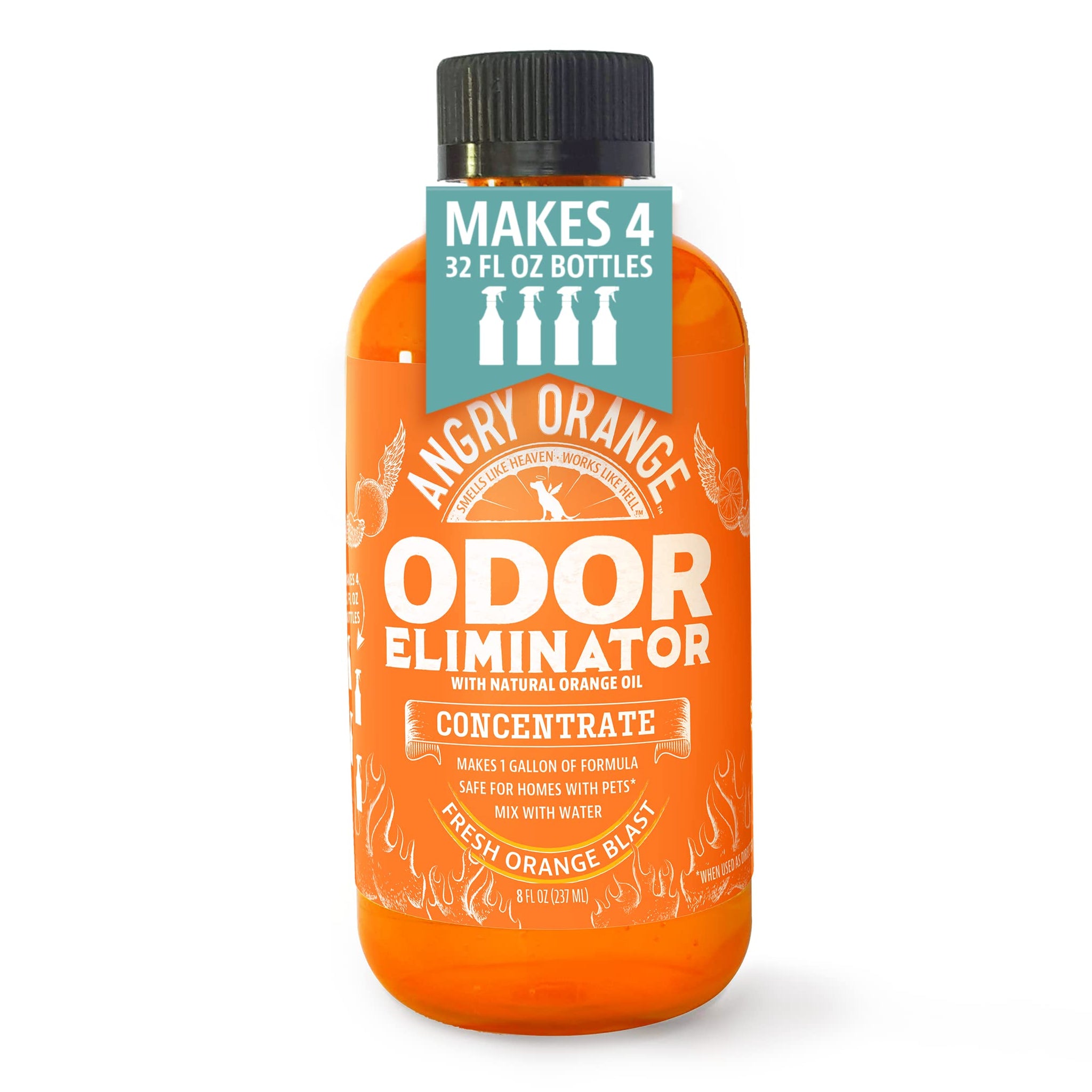 Angry Orange Pet Odor Eliminator For Home - 8Oz Dog And Cat Pee Smell Remover For Carpet, Grass, Tile And Furniture - Citrus Con