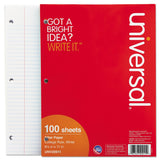 Universal UNV20911 8.5 in. x 11 in. 3Hole Filler Paper Medium/College Rule (100/Pack)