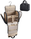 BAGSMART Travel Toiletry Bag with Removable Partition, Puffy Water-resistant Fabric Hanging Organizer for Full-Size Toiletries, 