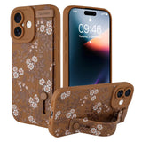 Ufbara Compatible with iPhone 17 Case for Women Men, Cute Flower Floral Pattern, Built in Adjustable Metal Wrist Strap Grip Hand