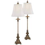 Regency Hill Juliette Traditional French Country Style Buffet Table Lamps 36.5 Tall Skinny Set of 2 Antique Gold Ornate Base Whi