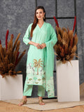 Anni Designer Women'S Cotton Blend Straight Printed Kurta With Pant & Dupatta (Gosala See Green-Nw_S_See Green_Small),See Green,S,,,