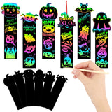 AUGSUN 96Pcs Welcome Back to School Crafts, Magic Rainbow Scratch Paper Art Bookmarks First Day of School Gifts Activities DIY C