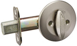 Kwikset 663 Deadbolt Unkeyed Deadbolt Lock, Satin Nickel Round Interior Turn Piece for Front Entry Door, with Latch and Adapter,