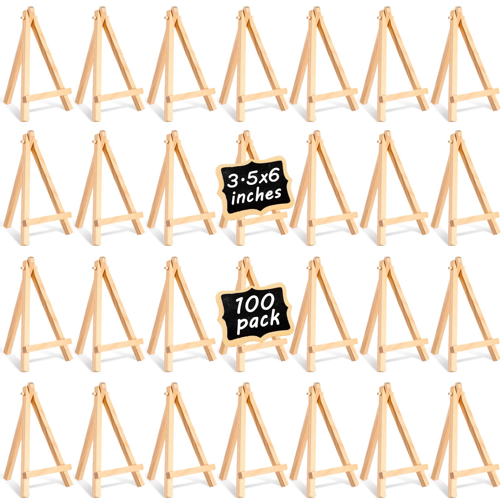 100 Pieces Mini Wood Easel Stands Small Wooden Canvas Easels Display Art Craft Tripod Painting Tabletop Holder for Artist Crafts