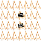 100 Pieces Mini Wood Easel Stands Small Wooden Canvas Easels Display Art Craft Tripod Painting Tabletop Holder for Artist Crafts