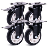 H&S Heavy Duty 2 Caster Wheels for Trolley Furniture - 4 Casters with Brakes for Outdoor Furniture - Black Furniture Casters w