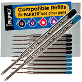 Jaymo Replacement for Parker 30525PP/30526PP and Bastion Measures 3.875 in / 98 mm Long G2 Gel Ballpoint Pen Refill 6 Blac