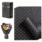 20 PCS Flower Bouquet Wrapping Paper, bouquet wrapping sheets gift Wrapper Sheets, Black Star Design for Bouquet Arrangements, P