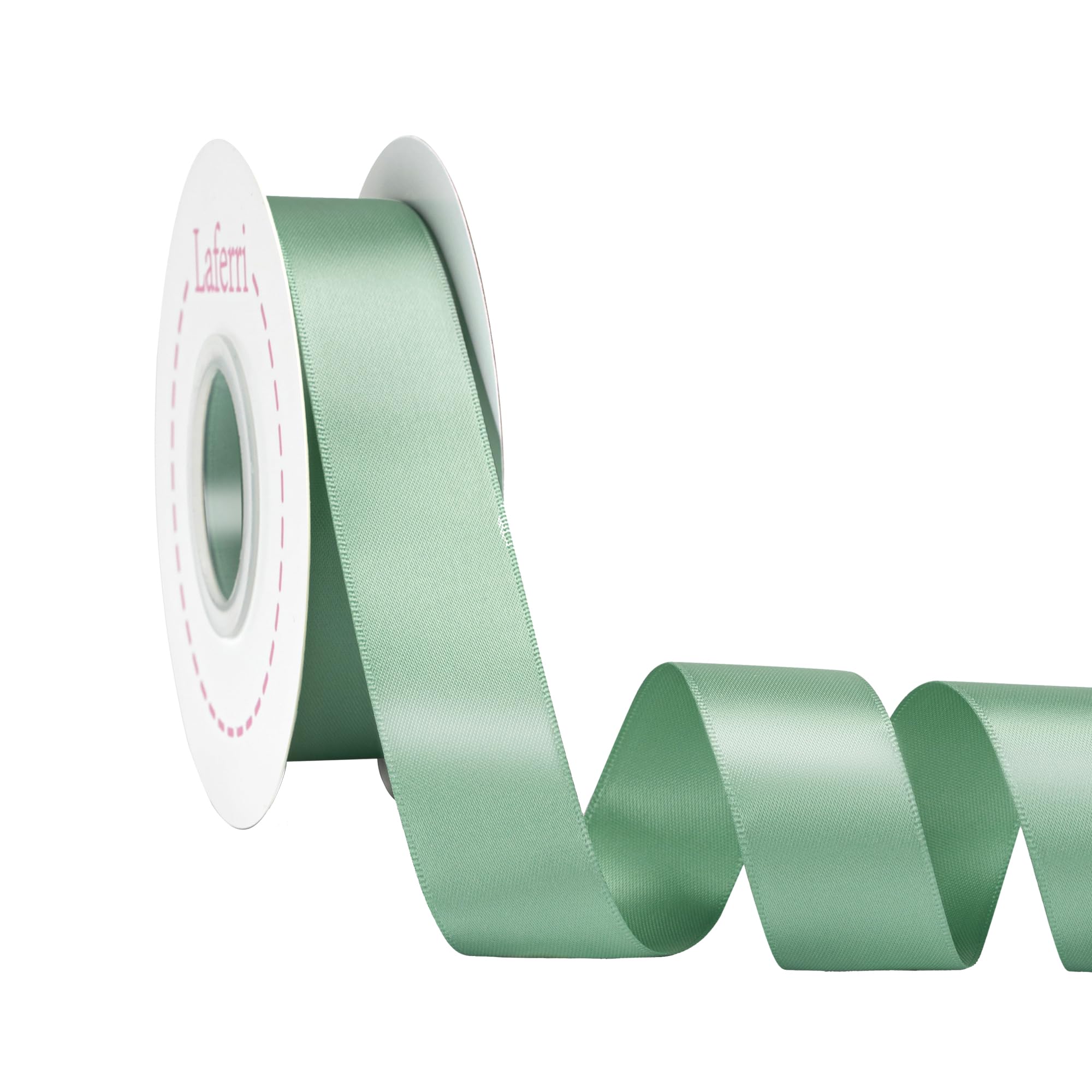 Laferri Double Faced Sage Green Satin Ribbon,1 X 25 Yards,Fabric Ribbon Use for Gift Wrapping DIY Craft Floral Bouquets Wedding 