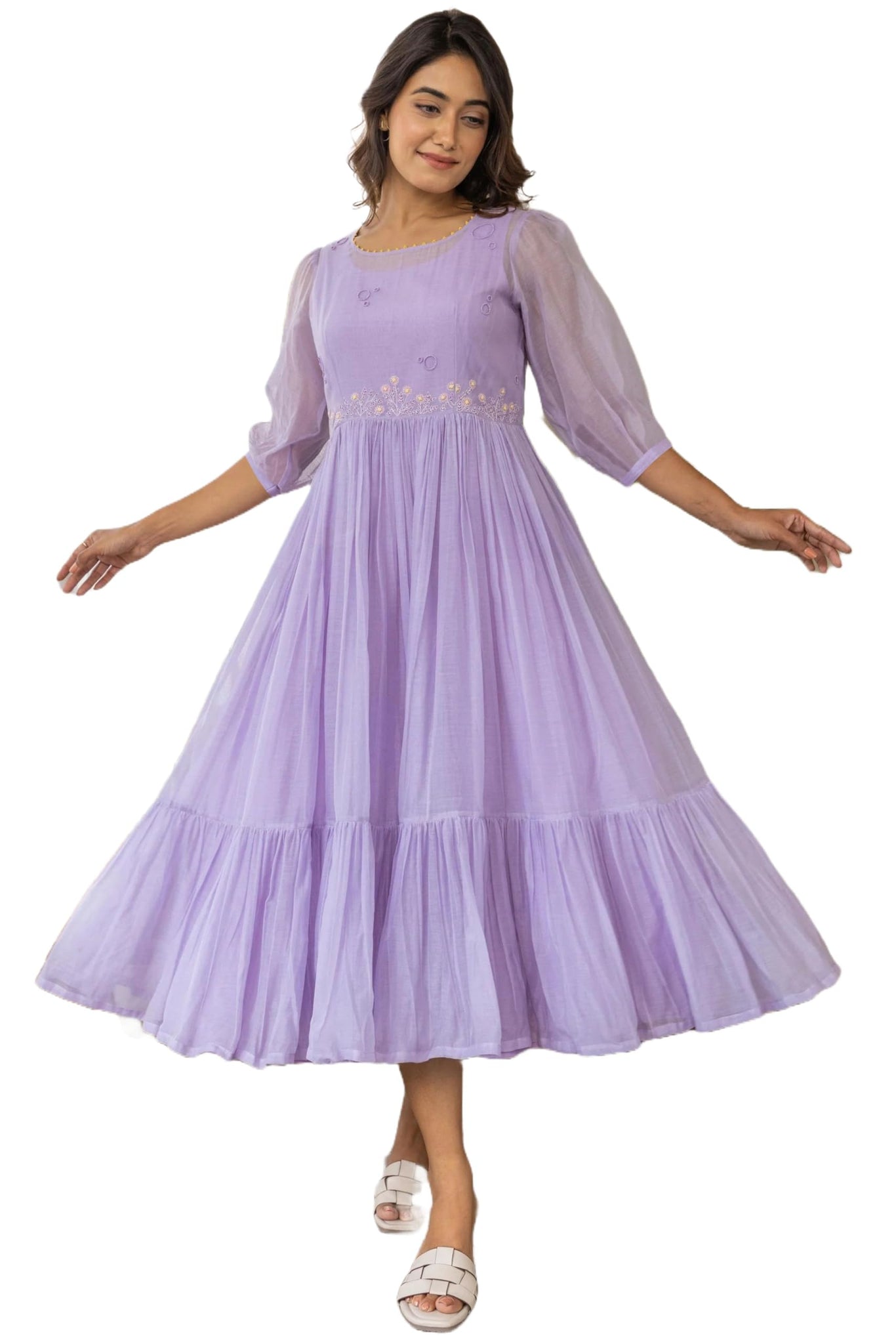 Anni Designer Women Vicose Rayon Regular Fit Embroidered Anarkali Kurta (Talipara Purple-Vks01_L_Purple_Large),Purple,L