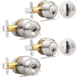 Probrico Satin Nickel Entry Door Knob and Single Cylinder Deadbolt Combo Pack, Keyed Alike Lock Set Handleset Exterior Hardware(