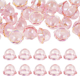 FASHEWELRY 30Pcs Wind Bell Beads Pink Acrylic Flower Bead Caps 24mm UV Plating Floral Jellyfish Beads for DIY Earring Wind Chime