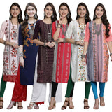 Pinkmint Printed Kurti for Women's Timeless Tradition Kurtis with a Classic Touch (Pack of 6)