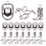60pcs Silver Western Cowboy Charms Pendants Alloy Horse Cowboy Boot Hat Dangle Charms for DIY Earrings Bracelet Necklace Jewelry