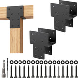 4x4 Post Caps Tie Brackets (Actual 3.5x3.5) -2 Pack Heavy Duty Galvanized Steels Pergola Connector Brackets for Wood Posts, Gaze