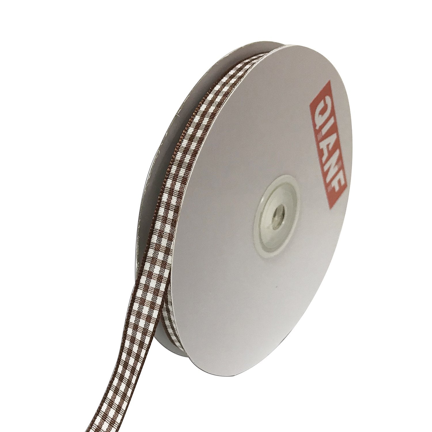QIANF Brown and White Gingham Ribbon, Buffalo Plaid Checkered Craft Ribbon for Crafts Picnic Decorations School Christmas Birthd