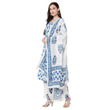 Anni Designer Women'S Rayon Cotton Printed Kurta With Palazzo And Dupatta (Jaipuri Blue_Styl_Xxl_Blue_Xx-Large),Blue,2XL,,,