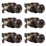 Probrico Keyed Alike Door Knob Locks, Exterior Door Handles, Front Entry Door Knobs, Bedroom Door Locks, Oil Rubbed Bronze, 6 Pa
